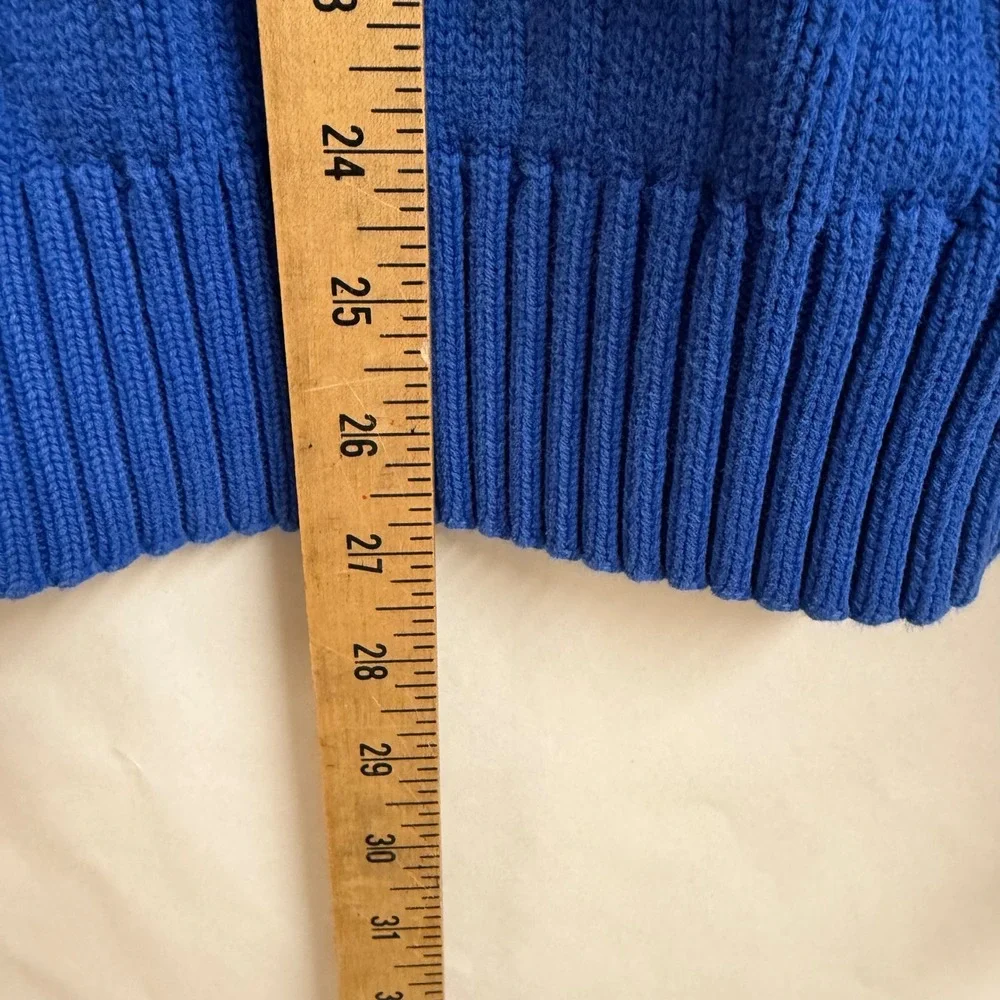Polo Ralph Lauren Blue Cable Knit Chunk Sweater Mens XL Golf Crest‎ Ivy Vintage